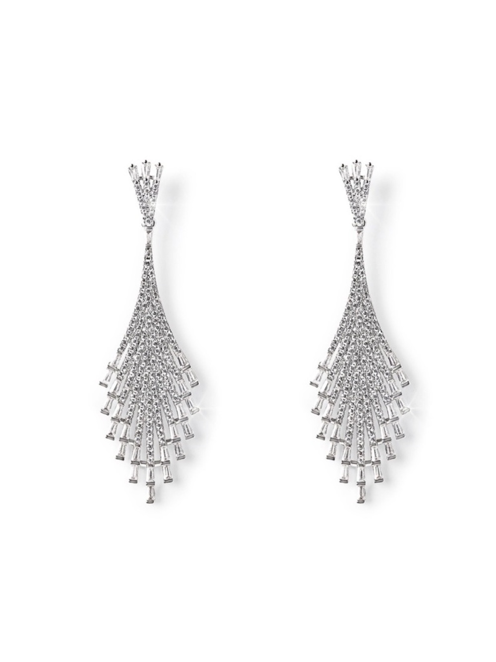 White Gold Plated Made W Swarovski Crystal Women's Earrings Bridal Jewelry
